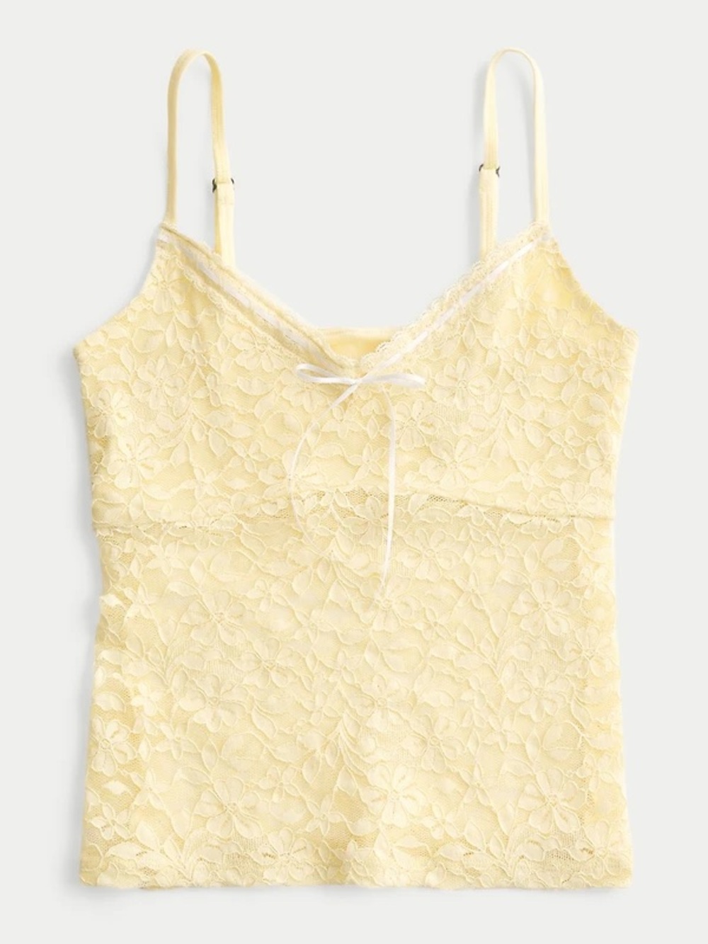 Hollister Floral Lace Cami in Pale Yellow